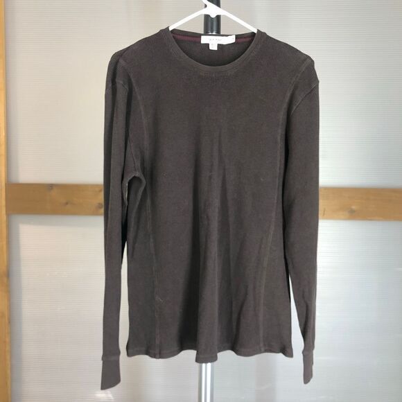 Calvin KLEIN Brown Soft Waffle Stretchy Long Sleeve Sweater Sz L - Picture 1 of 6